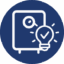 Expert Advice – Blue icon of a safe with a light bulb and check mark, symbolising trusted guidance and secure solutions.