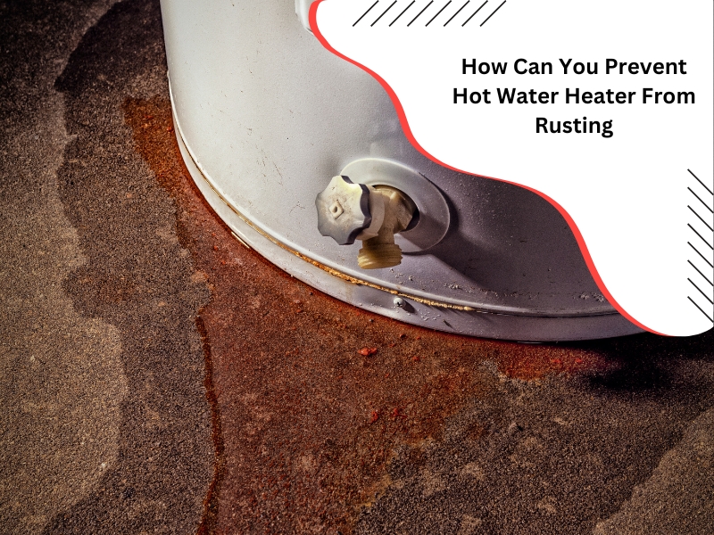 A close-up of a rusty hot water heater with a dripping valve.