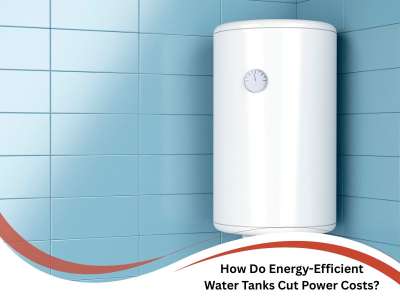 White wall-mounted hot water unit in tiled bathroom designed for energy efficient water tanks.