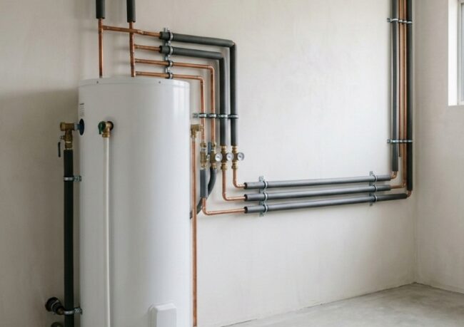 Modern hot water tank in a clean utility area showing the concept of choosing the right system size for a Sydney household.